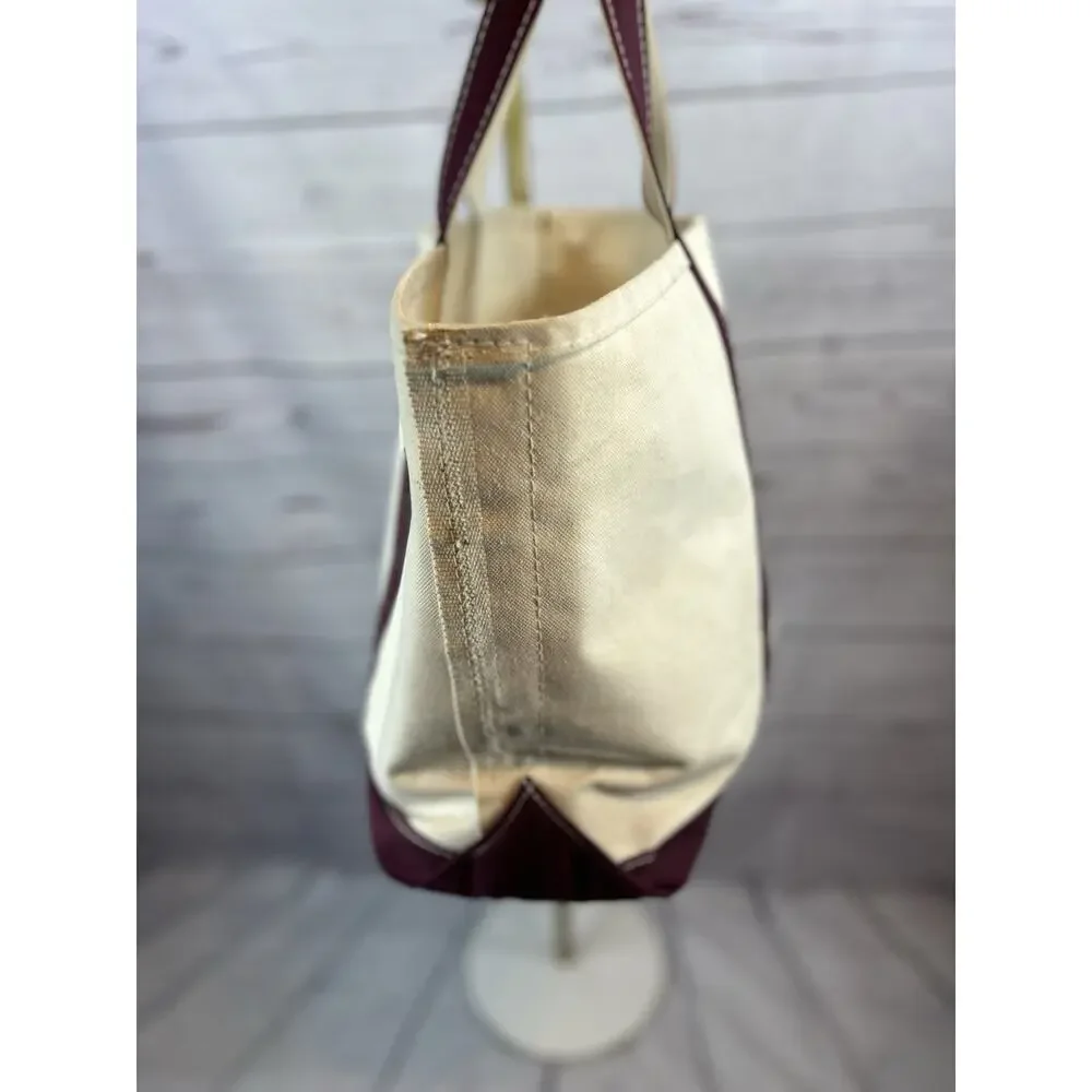 Vintage LL Bean Boat & Tote Canvas Bag Magenta Made USA Large Tote 90s Y2K